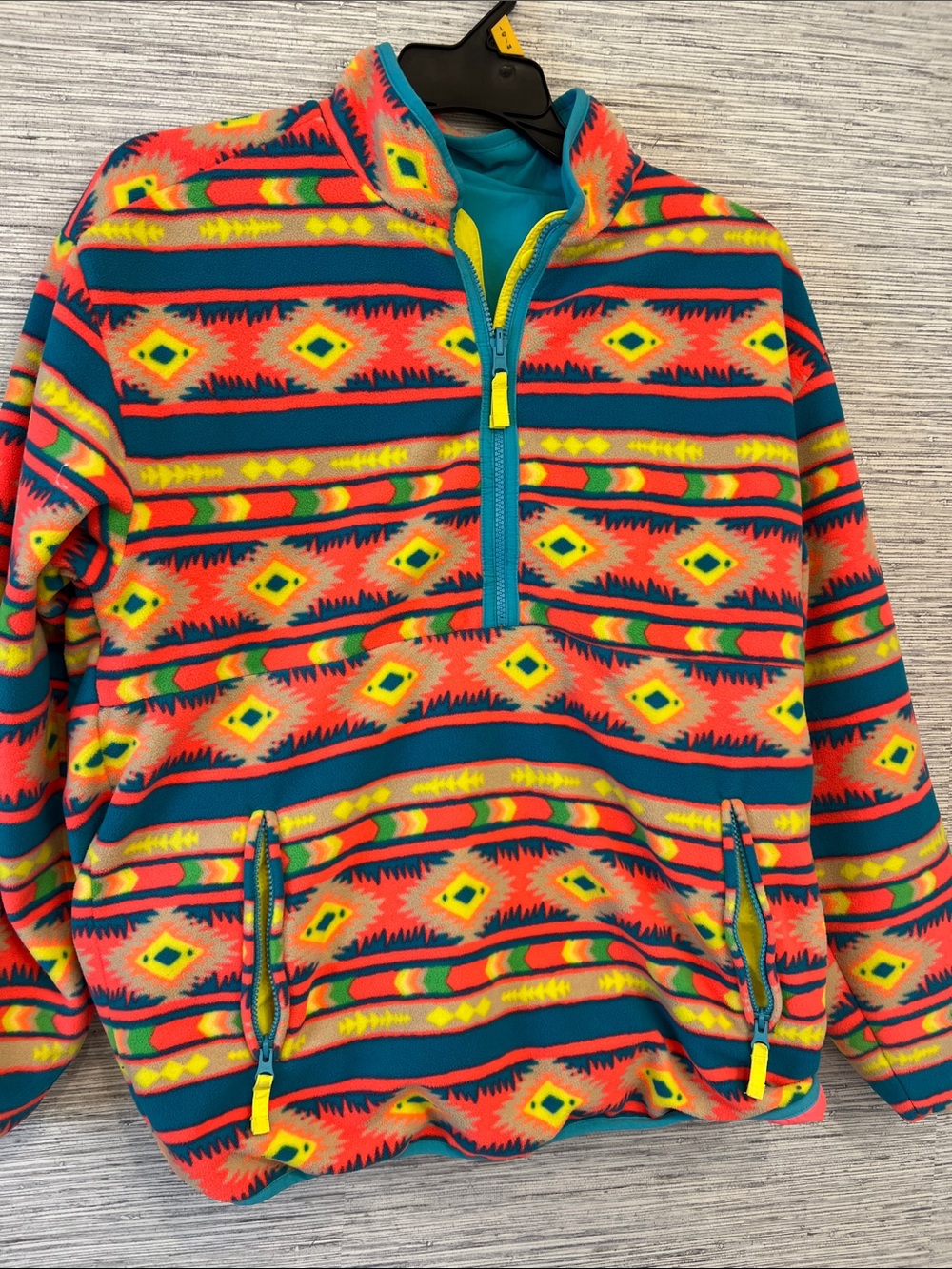chubbies Men's Aztec Lightweight Quarter-Zip Jacket - Teal, Coral & Yellow